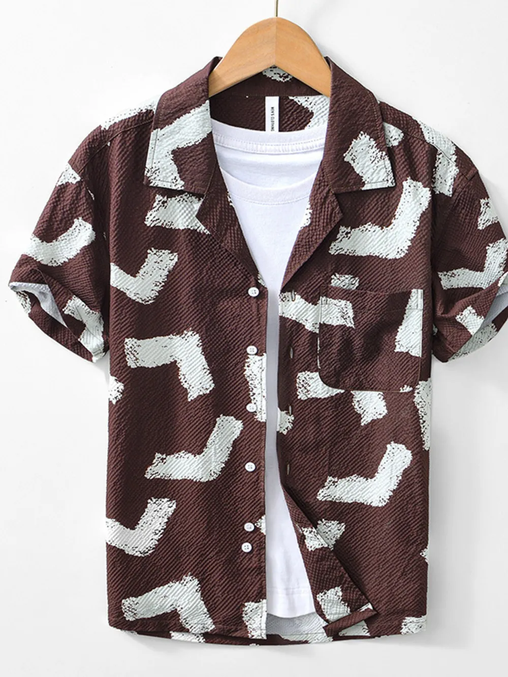 Men's Printed Button Up Short Sleeve Shirt, image 6