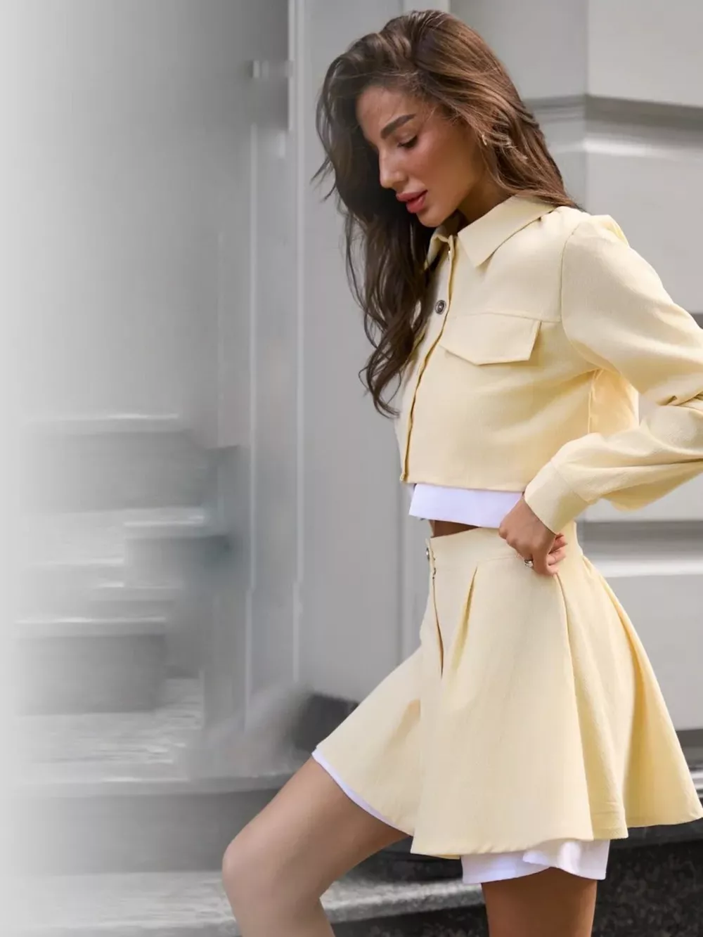 Button Up Cropped Jacket and Mini Skirt Set, image 20