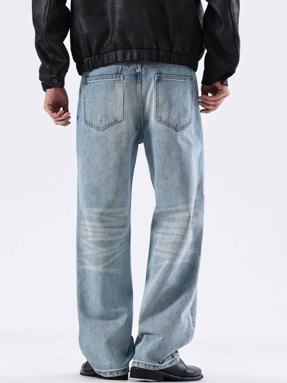 Men's Full Size Washed Wide Leg Relaxed Fit Jeans, image 3