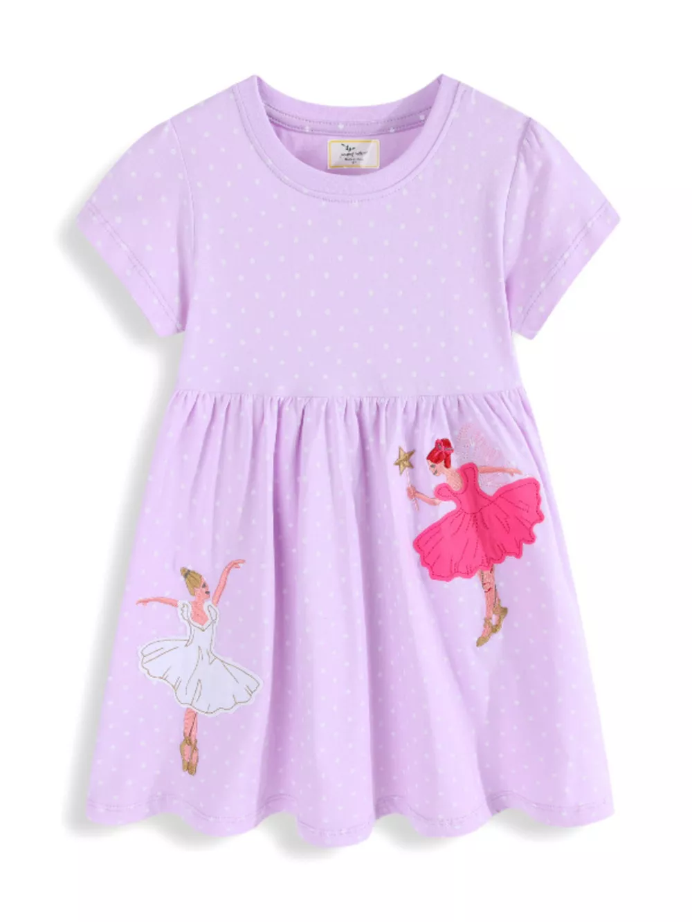 Children's Ballerina Embroidered Round Neck Dress, image 2