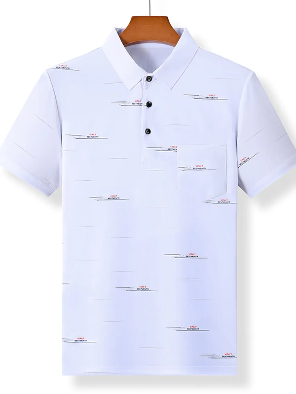 Men's Plus Size Embroidered Detail Short Sleeve Polo, image 5