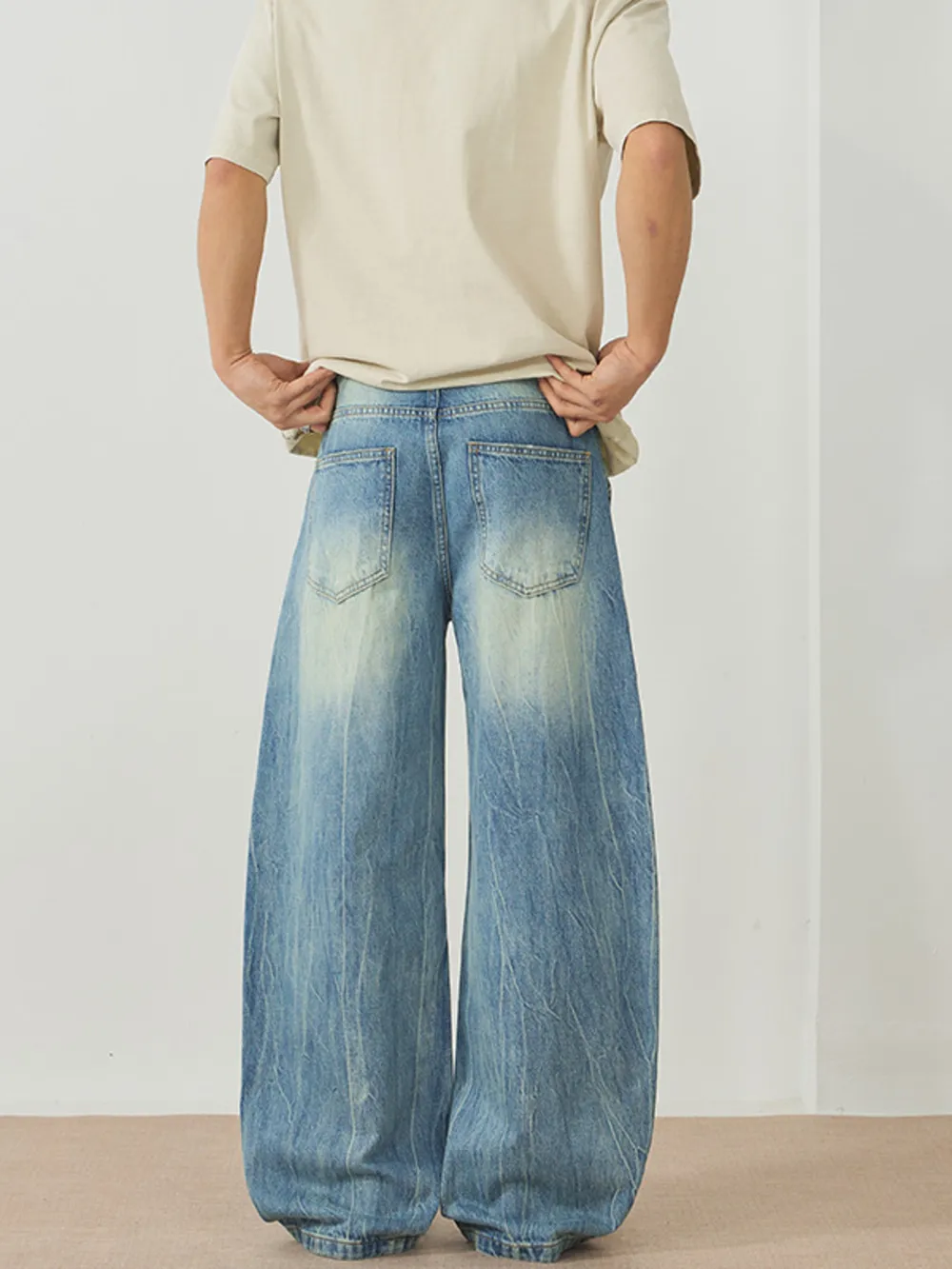 Men's Wash Wide Leg Jeans, image 3