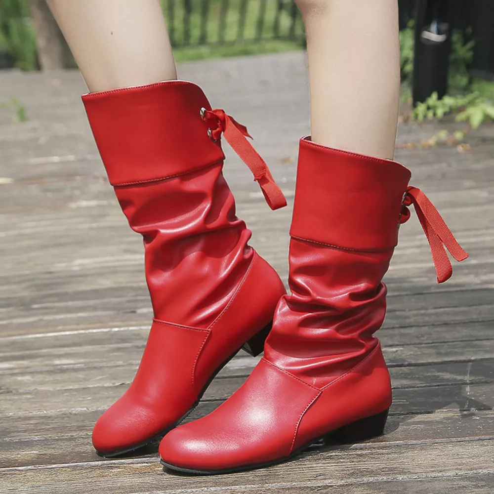 Round Toe Block Heels Boots, image 7