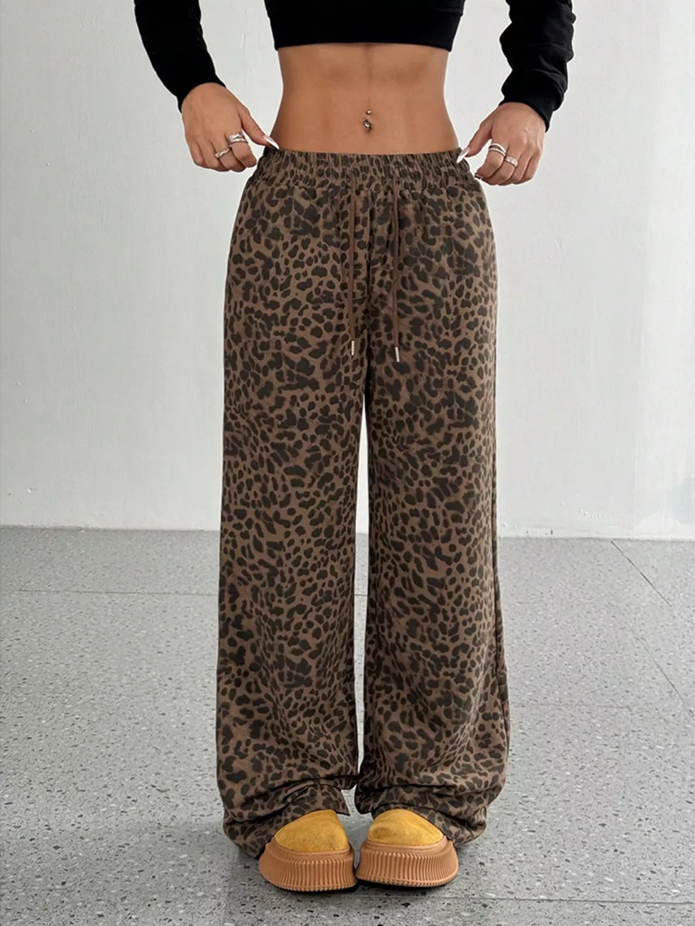 Full Size Leopard Print Wide Leg Pants Plus Size, image 9