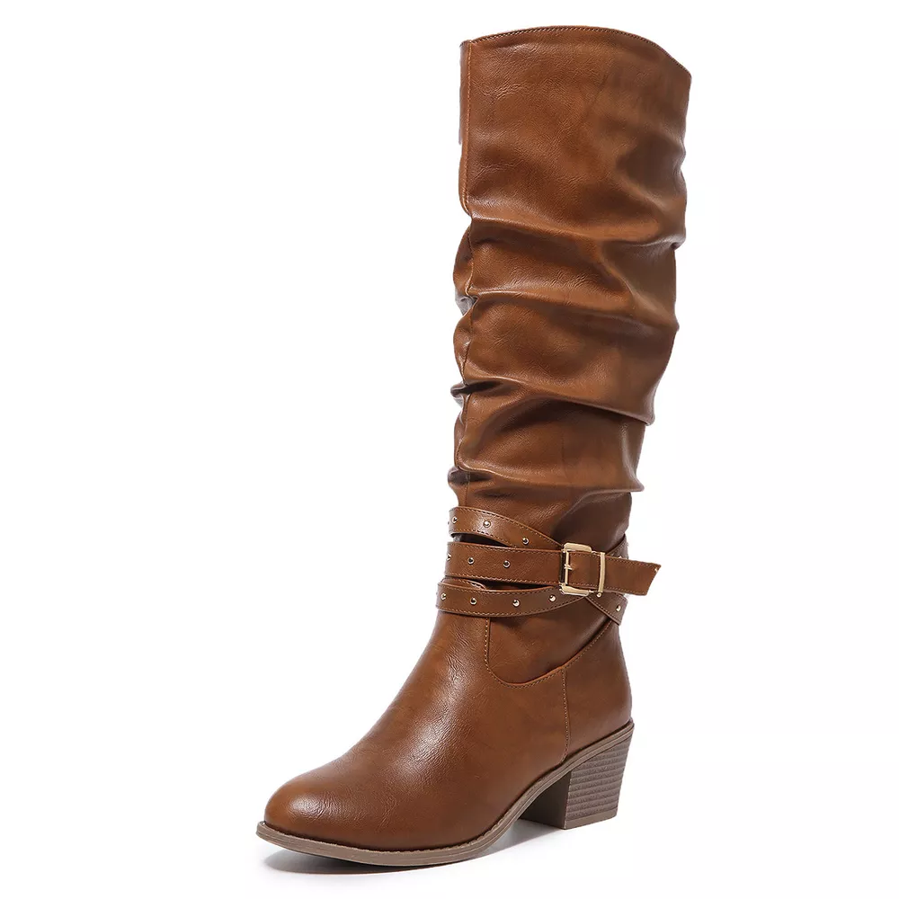 Round Toe Block Heels Boots, image 3