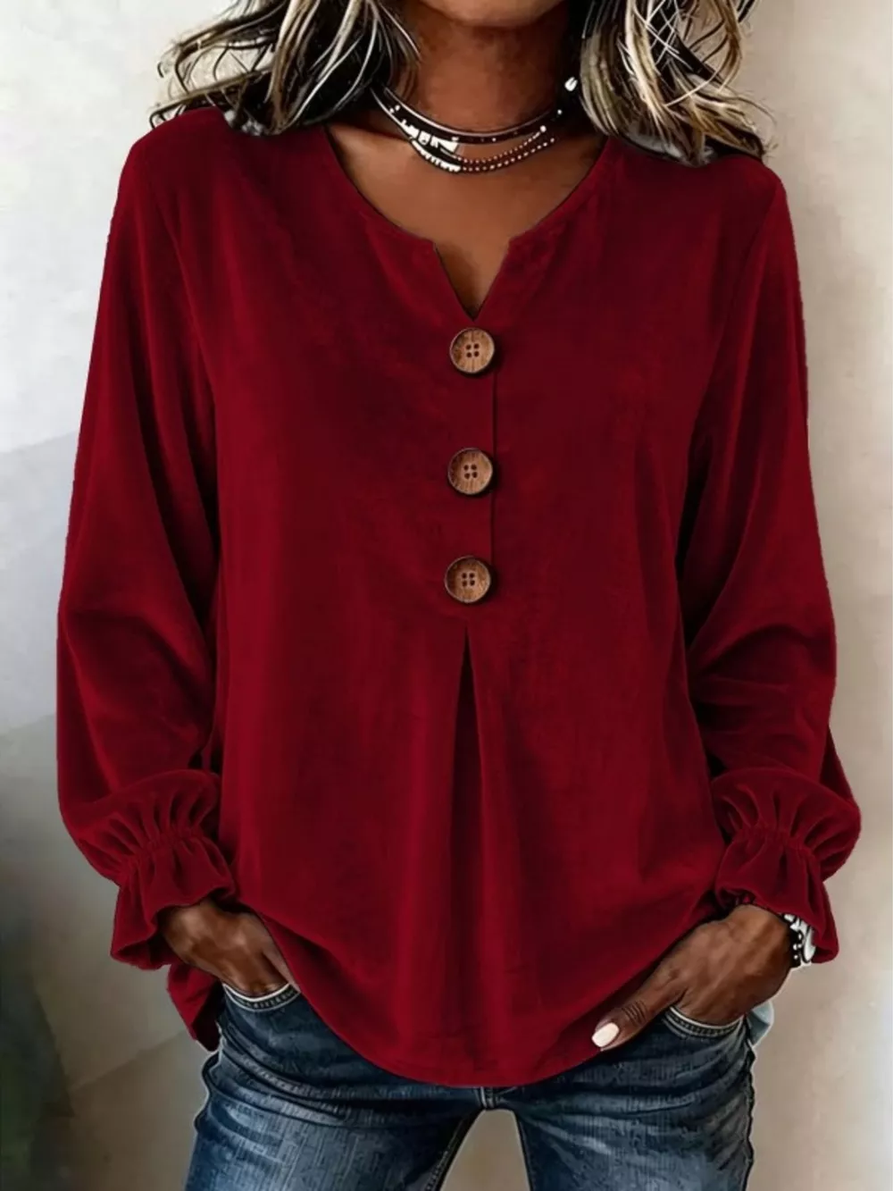 Velvet Flounce Sleeve Blouse, image 8