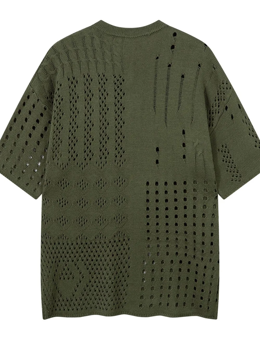Men's Openwork Button Detail Knit Henley T-Shirt, image 4