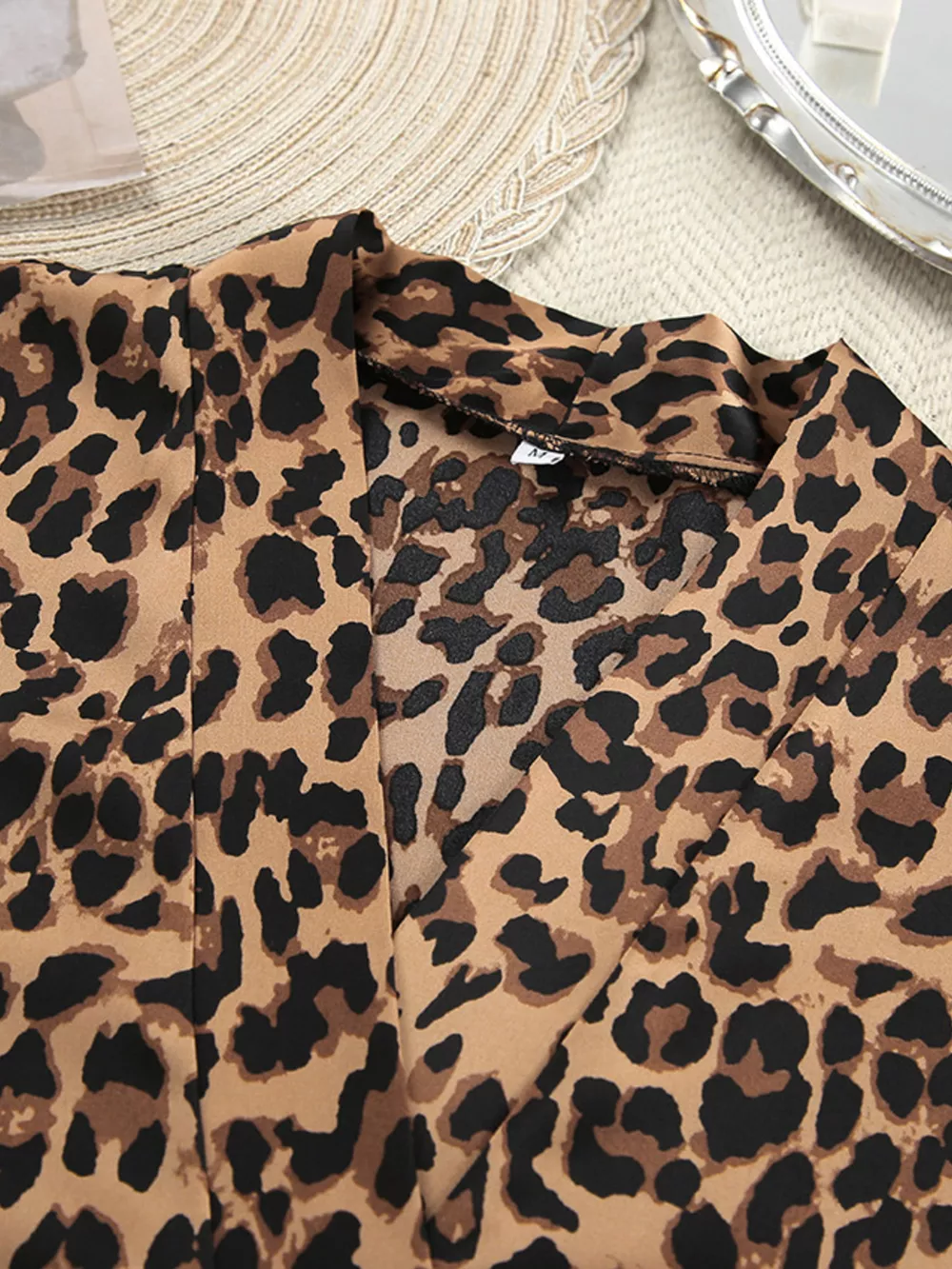 Leopard Print Feather-Trimmed Lounge Nightgown Robe, image 8