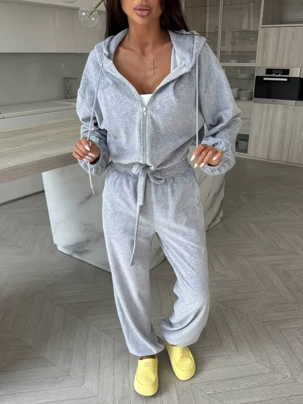 Zip-Up Hoodie and Joggers Set, image 9