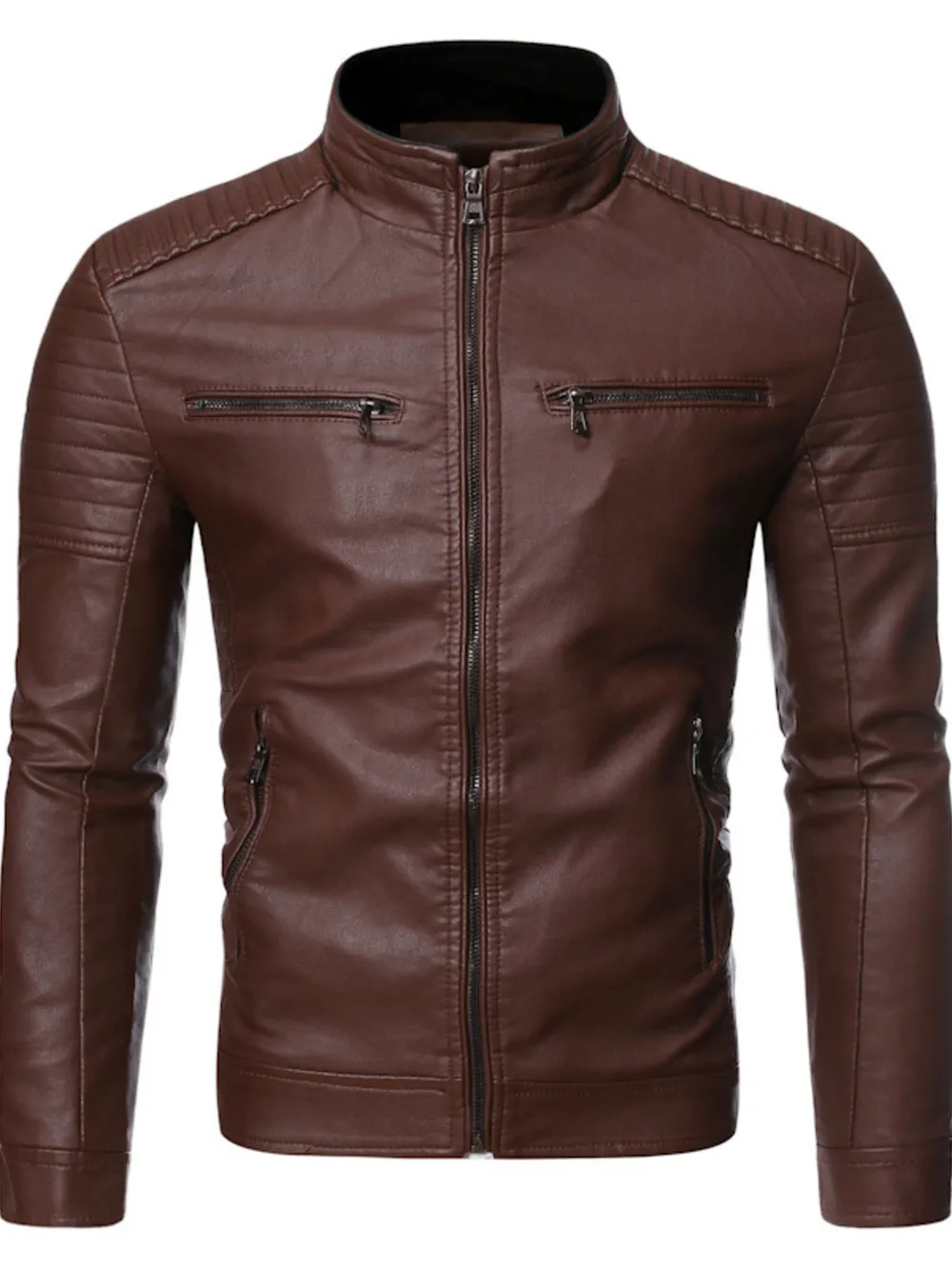 Men's Plus Size Zip Up Motorcycle Jacket, image 8