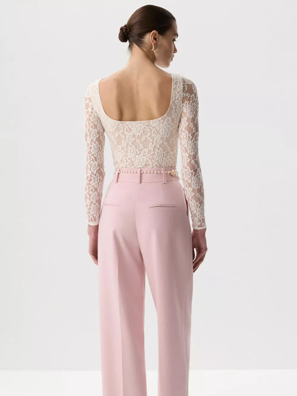 Lace Round Neck Long Sleeve Top, image 18