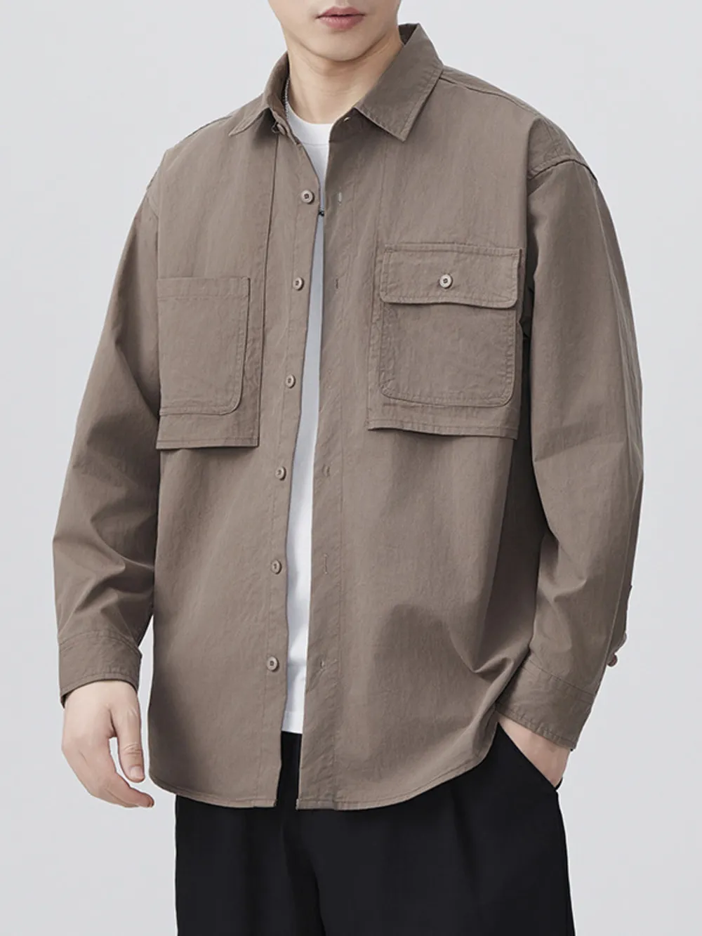 Men's Plus Size Button Up Long Sleeve Shirt, image 2
