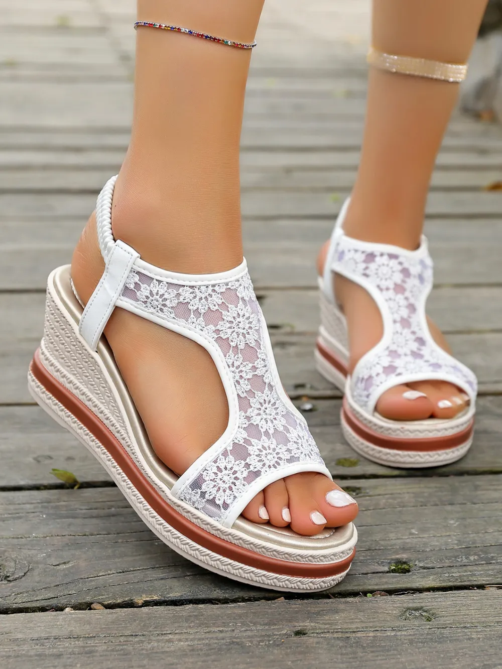 Platform Wedge Open Toe Sandals, image 9