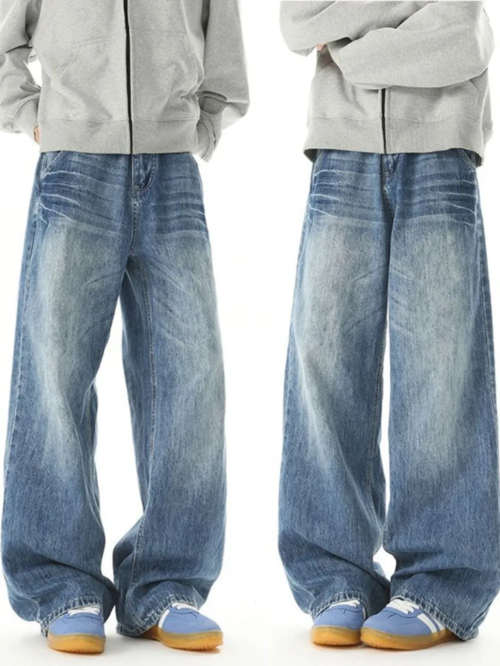 Men's Washed Wide Leg Jeans, image 5