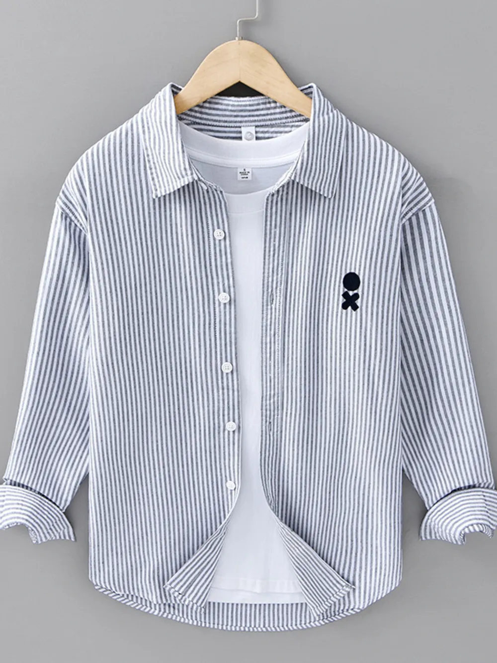 Men's Plus Size Striped Casual Long Sleeve Shirt, image 3