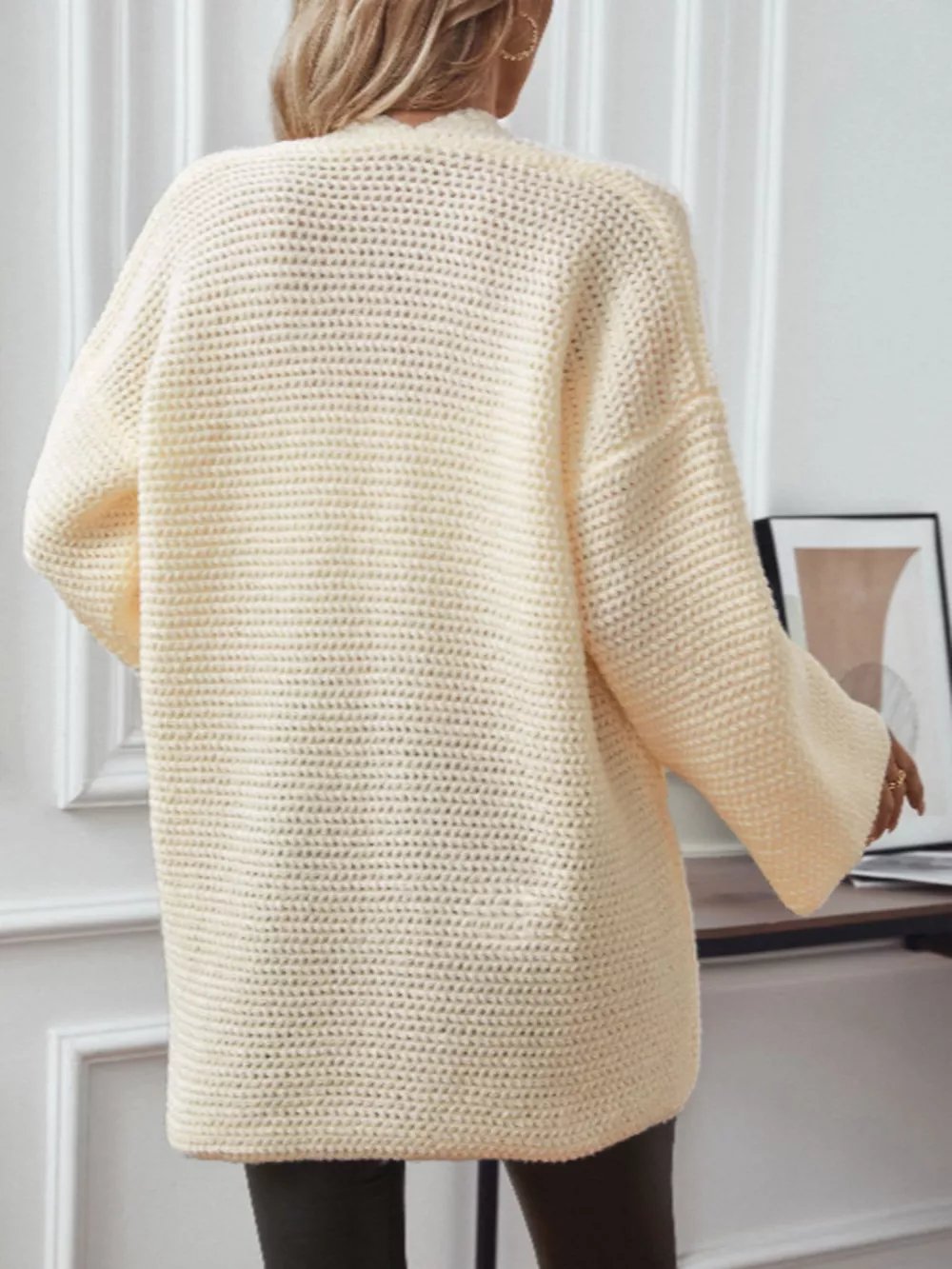 Cozy Knit Open Front Cardigan, image 2