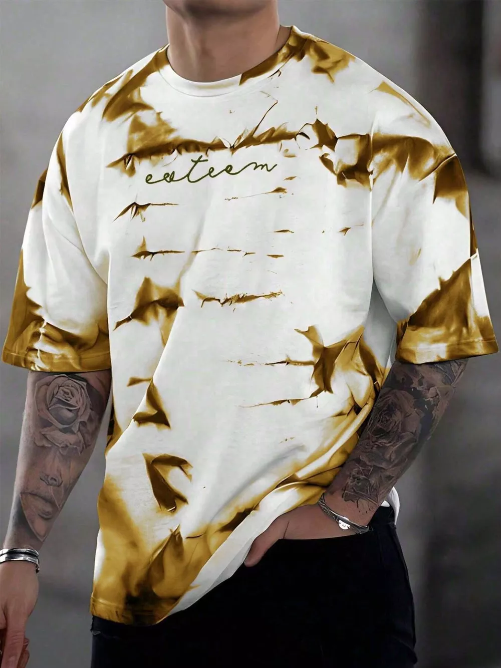 Men's Full Size Tie-Dye Round Neck T-Shirt Plus Size, image 3