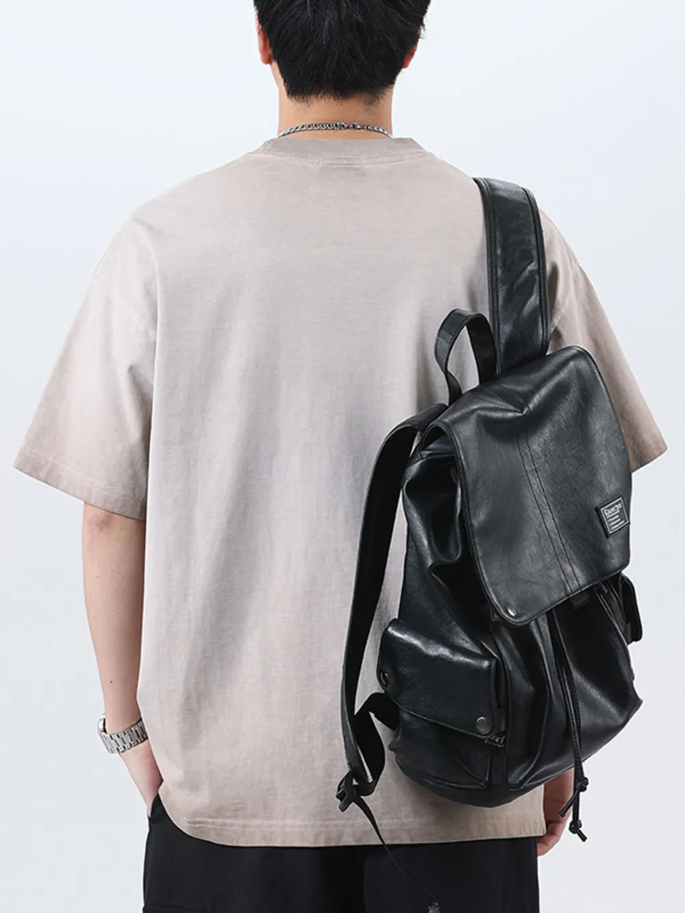 Men's Plus Size Round Neck Washed Oversized Graphic T-Shirt, image 4