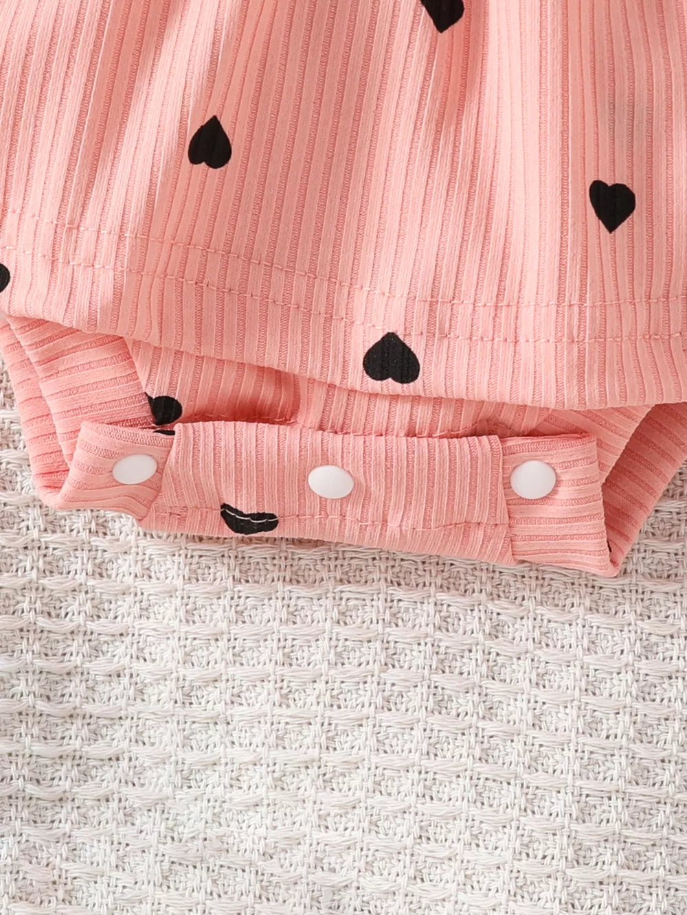 Children's Heart Print Ruffle Trim Bodysuit Dress with Headband, image 3