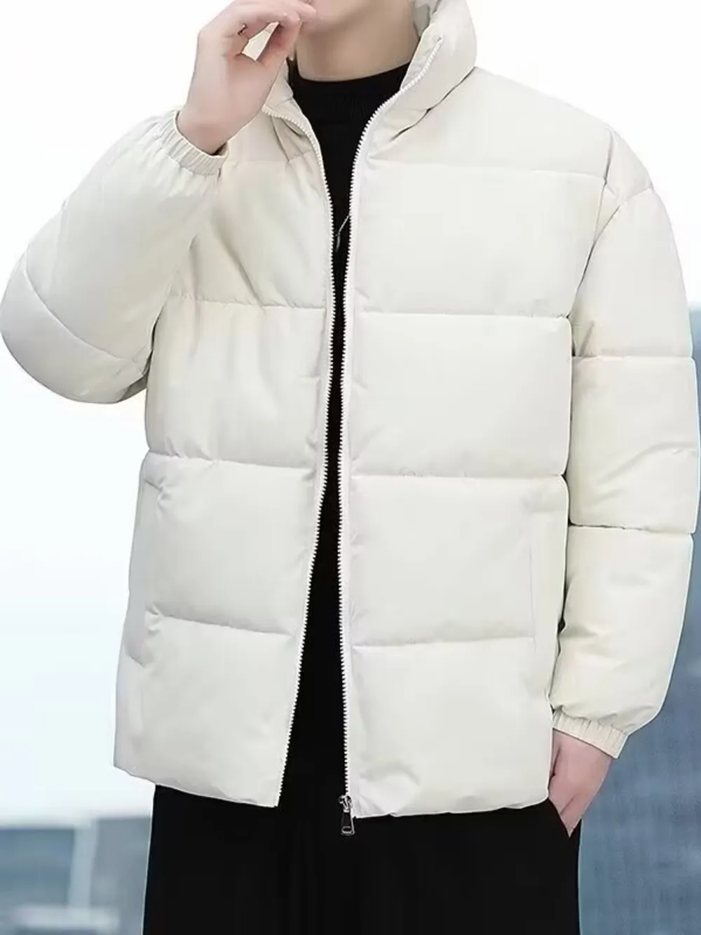 Men's Plus Size Quilted Zip Up Winter Coat, image 6