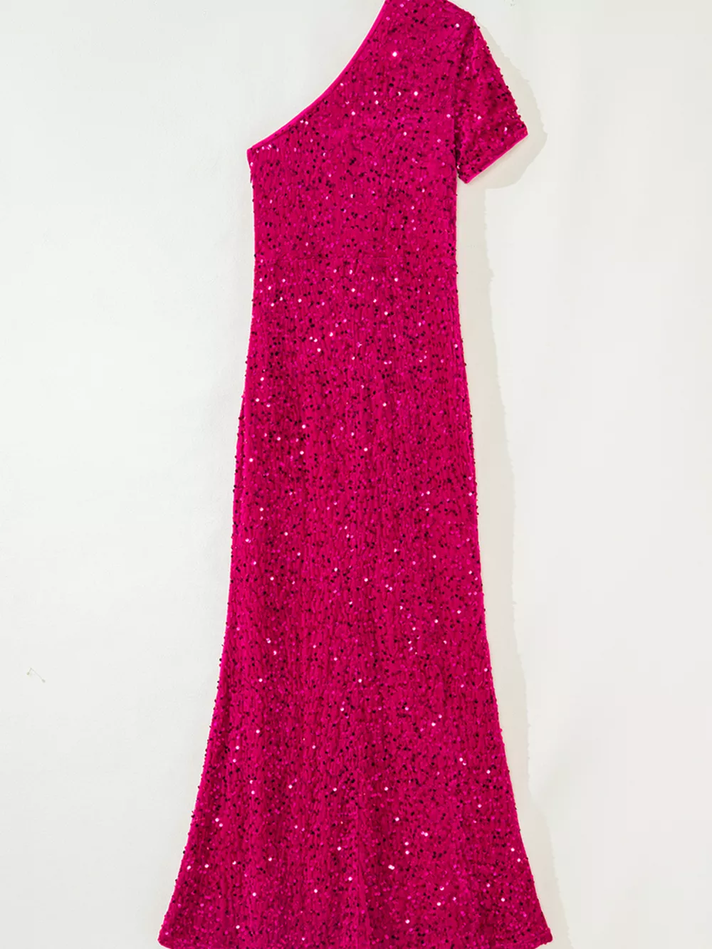 Sequin One-Shoulder Dress with High Slit, image 6