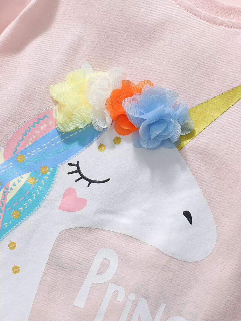 Children's Unicorn Graphic Round Neck T-Shirt, image 3