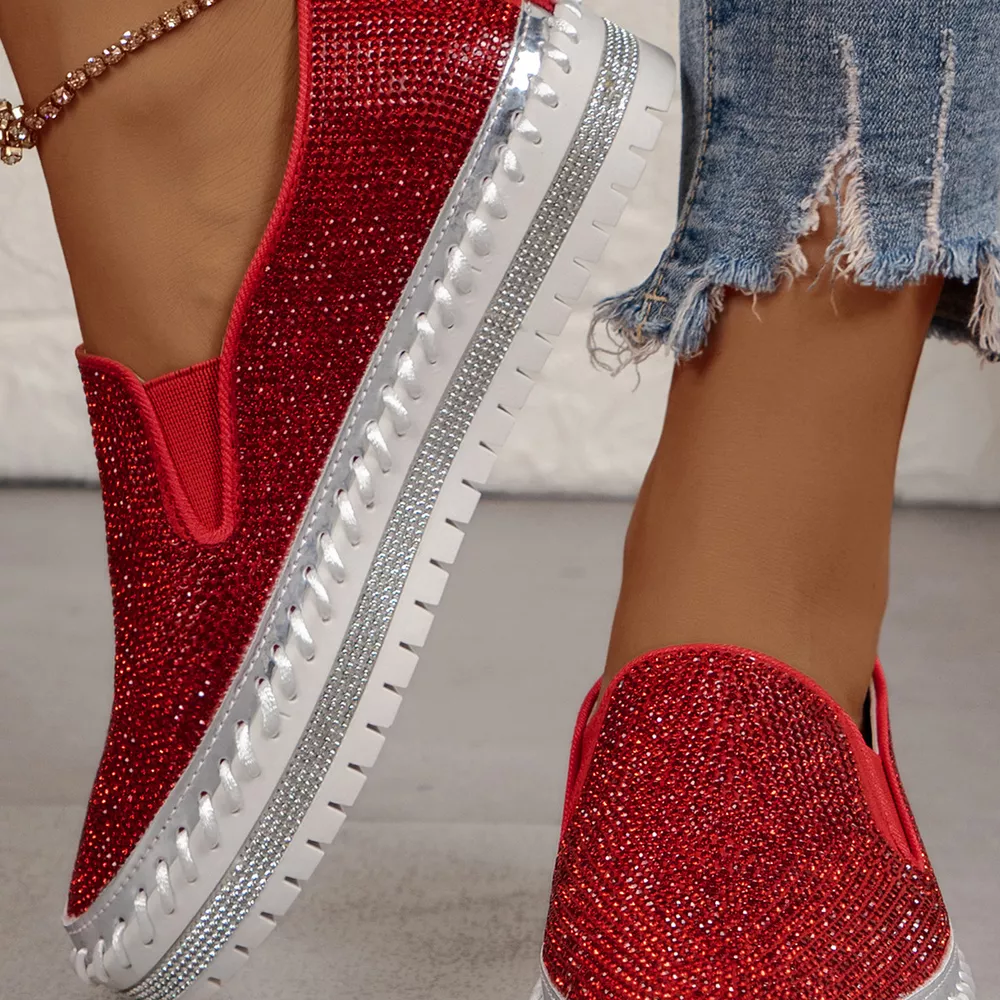 Rhinestone Round Toe Platform Loafers, image 8