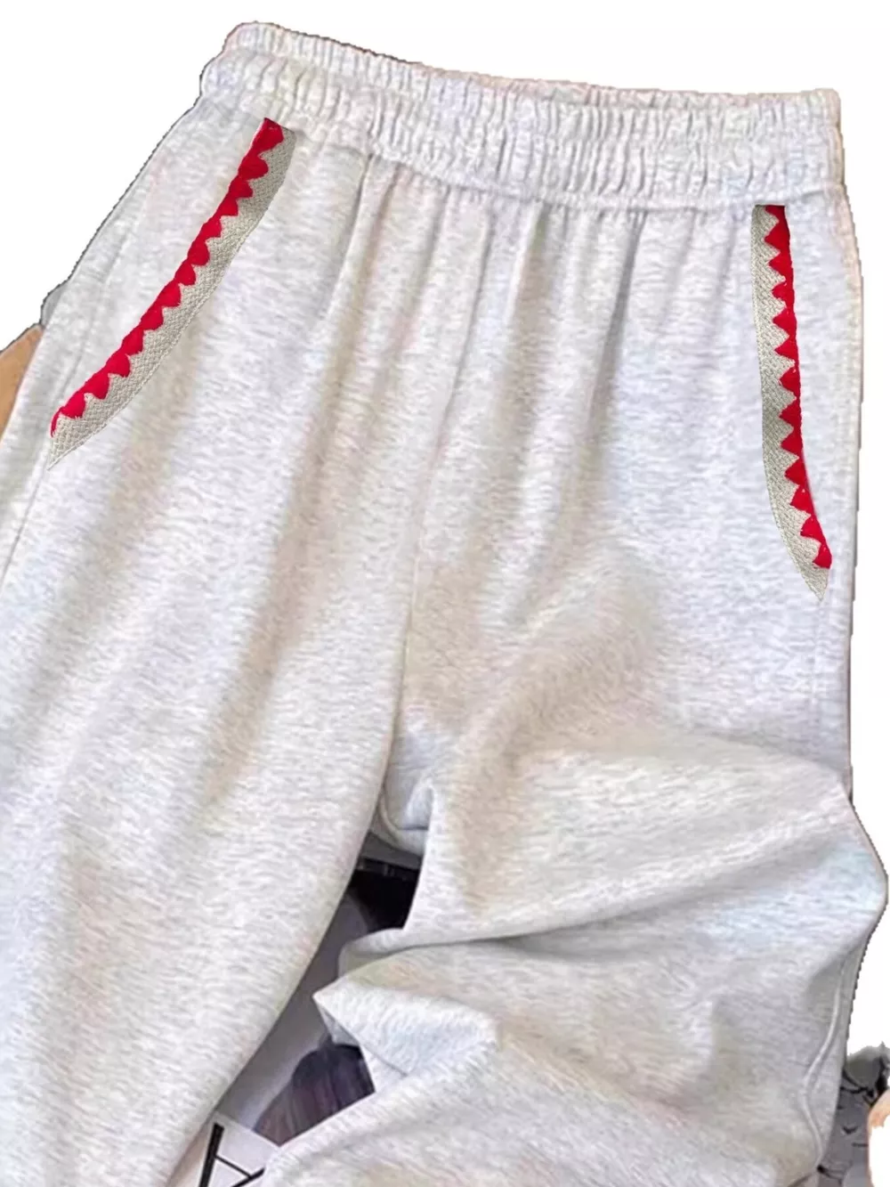 Casual Loose Fit Embroidered Trim Pants, image 2