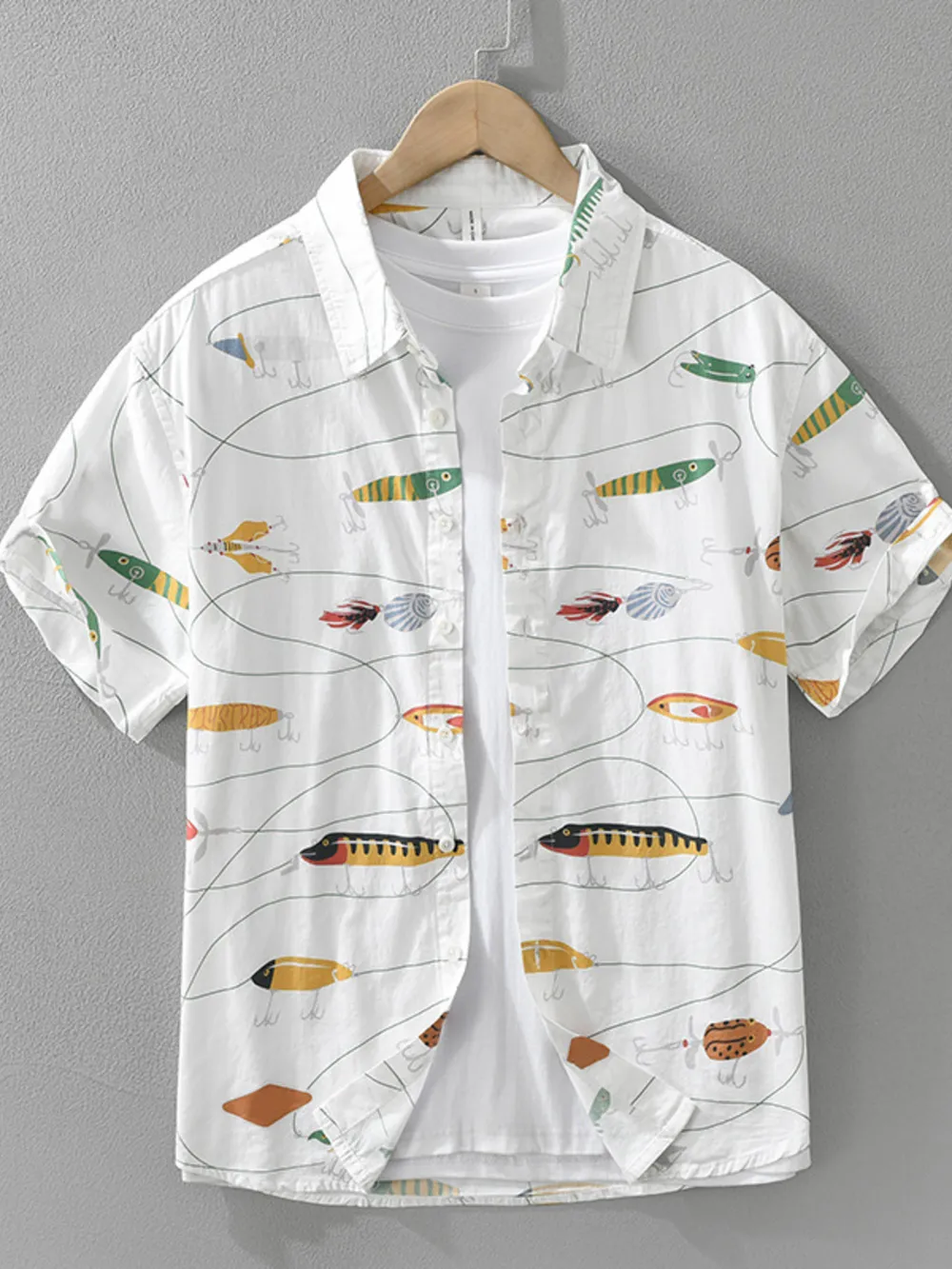 Men's Plus Size Printed Button Up Short Sleeve Shirt, image 2