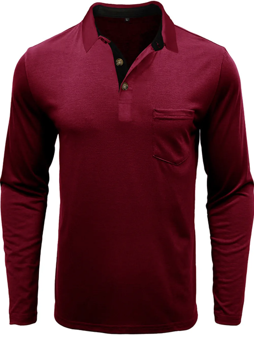 Men's Full Size Button Detail Long Sleeve Polo Plus Size, image 4
