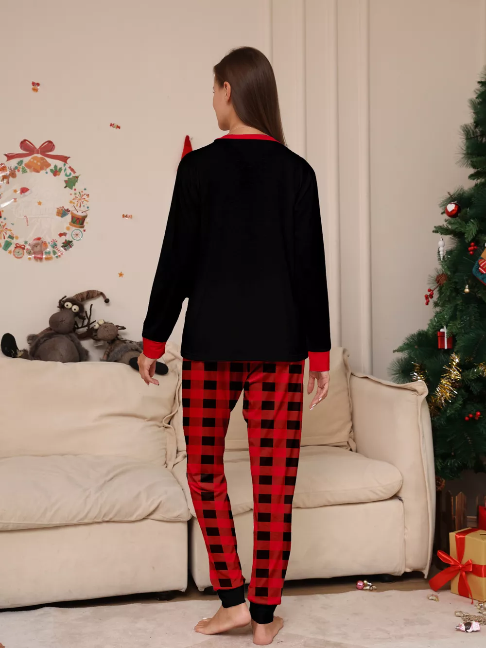 Full Size Matching Family Christmas Pajamas Set with Festive Graphic Plus Size, image 5