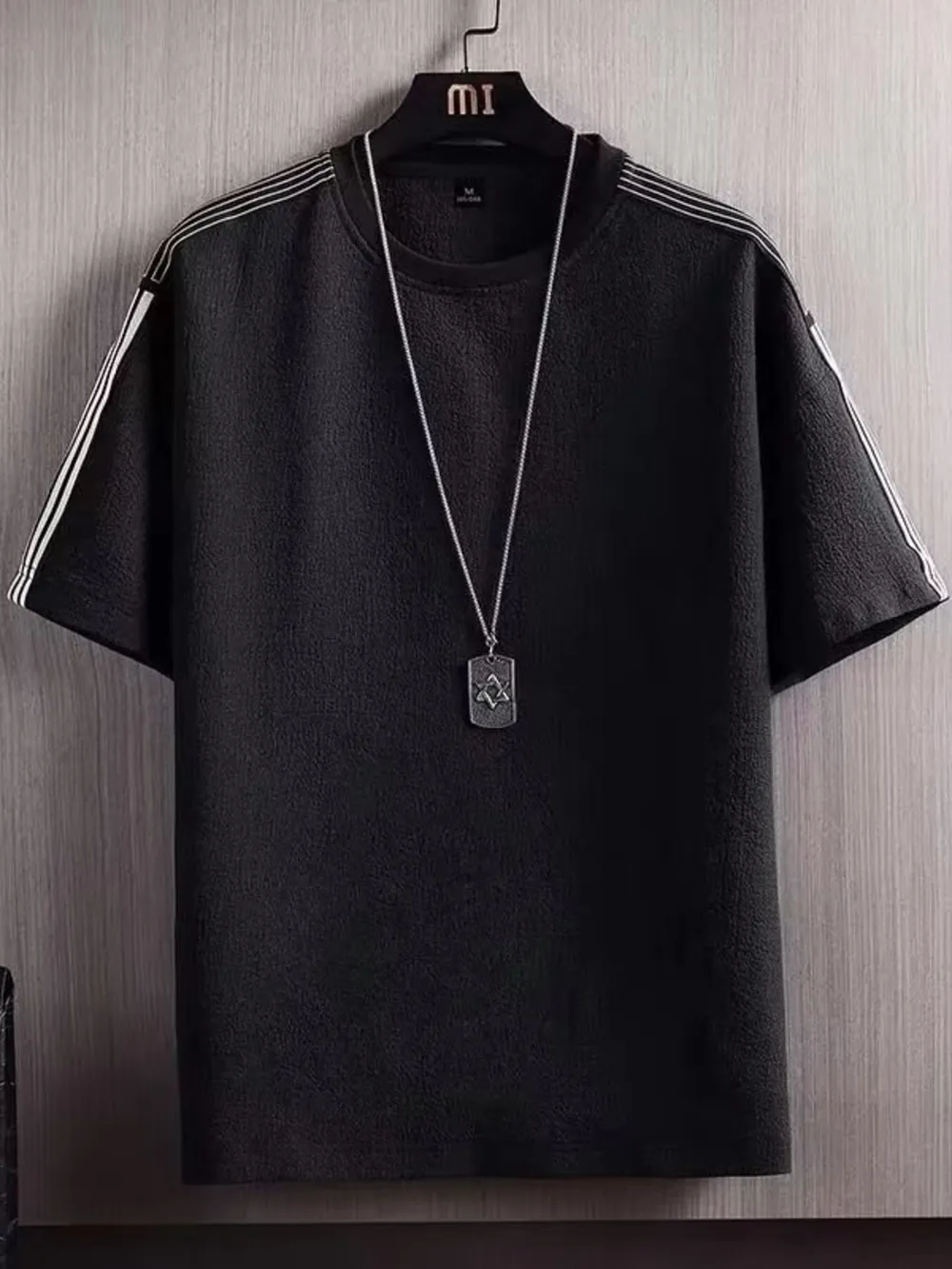 Men's Plus Size Textured Round Neck T-Shirt, image 4