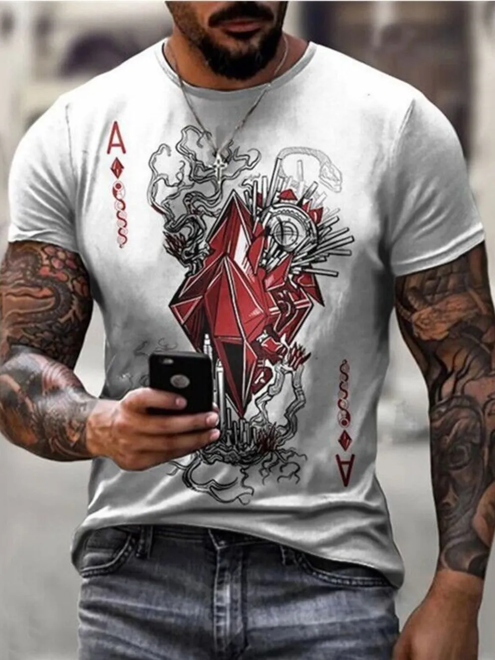 Men's Plus Size Graphic Round Neck Short Sleeve T-Shirt, image 3