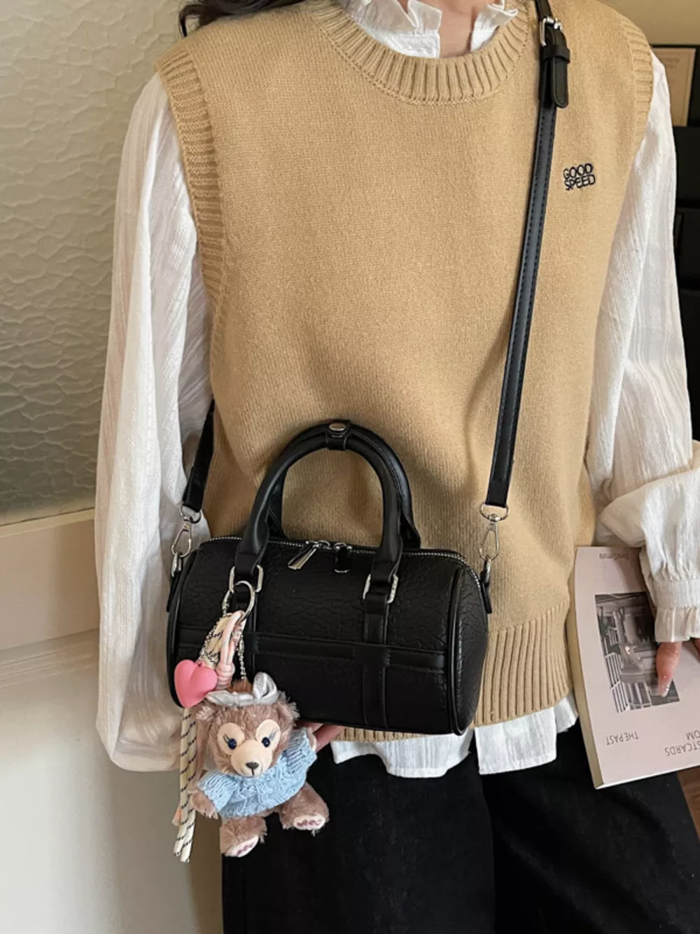 Textured Barrel Crossbody Bag, image 2