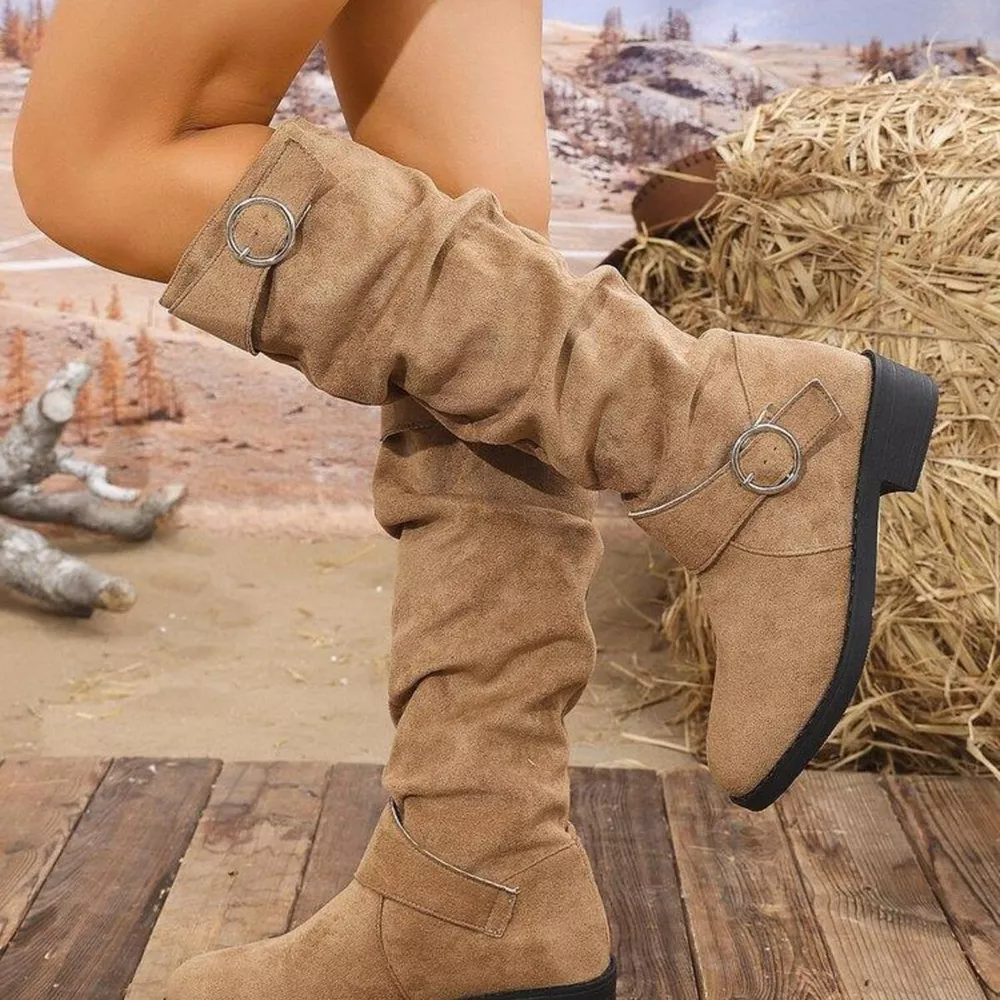 Point Toe Block Heels Slouch Boots, image 6