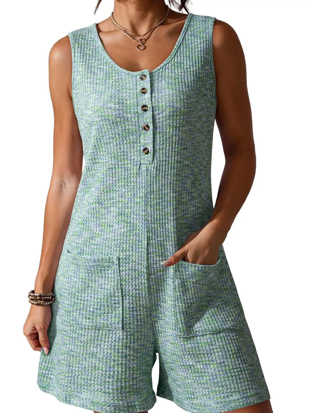 Sleeveless Button Detail Romper, image 7