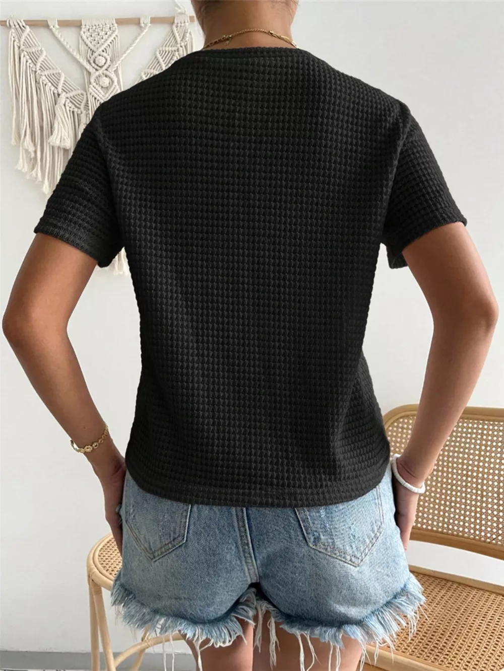 Waffle Knit Short Sleeve T-Shirt, image 14