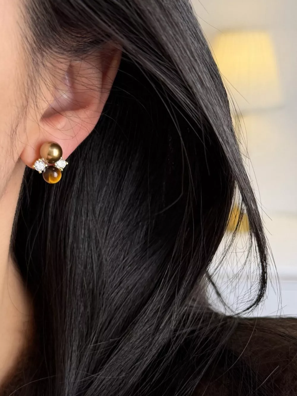Tiger Eye Stud Earrings, image 4