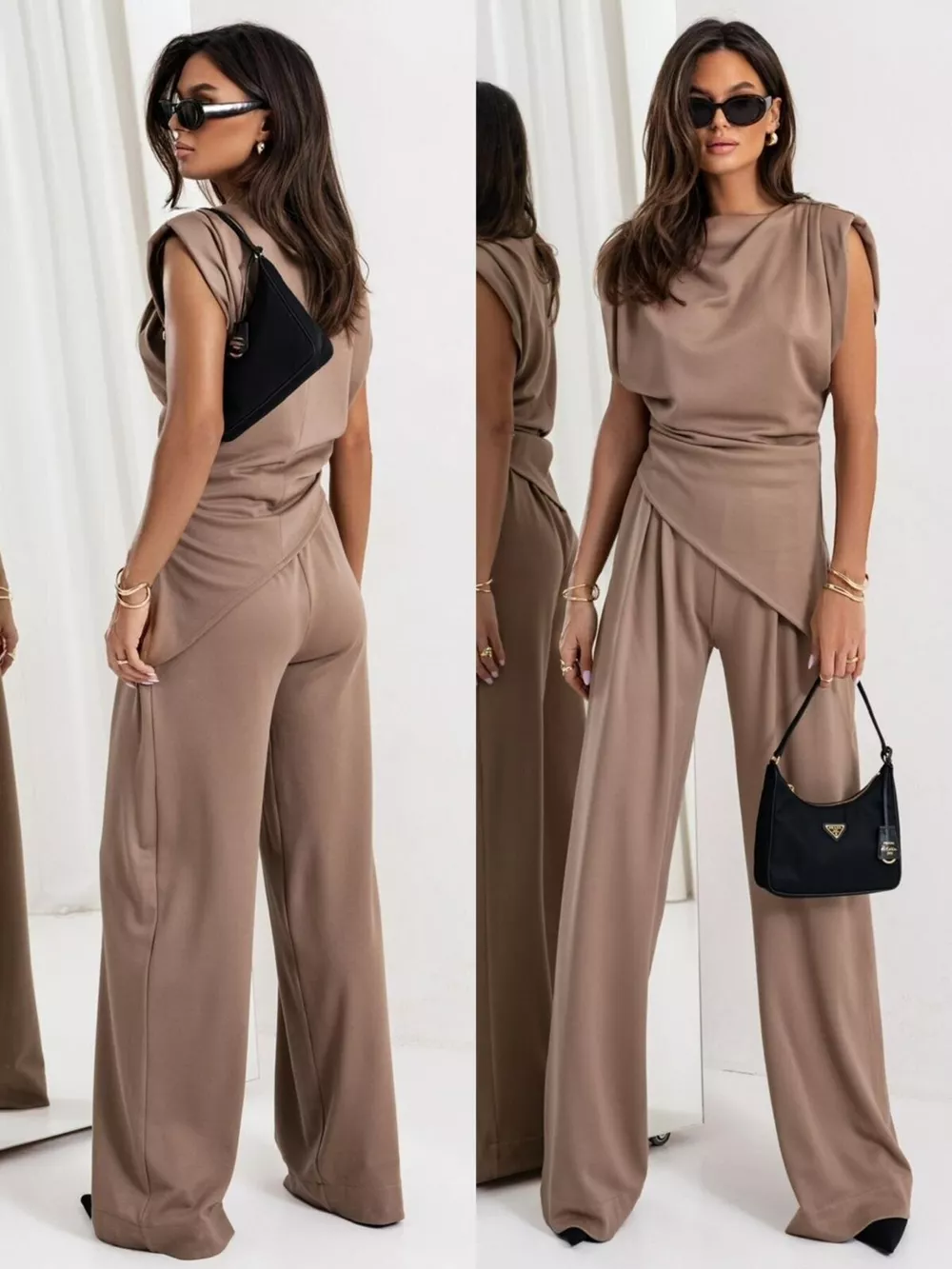 Satin Cowl Neck Top and Pants Set, image 13
