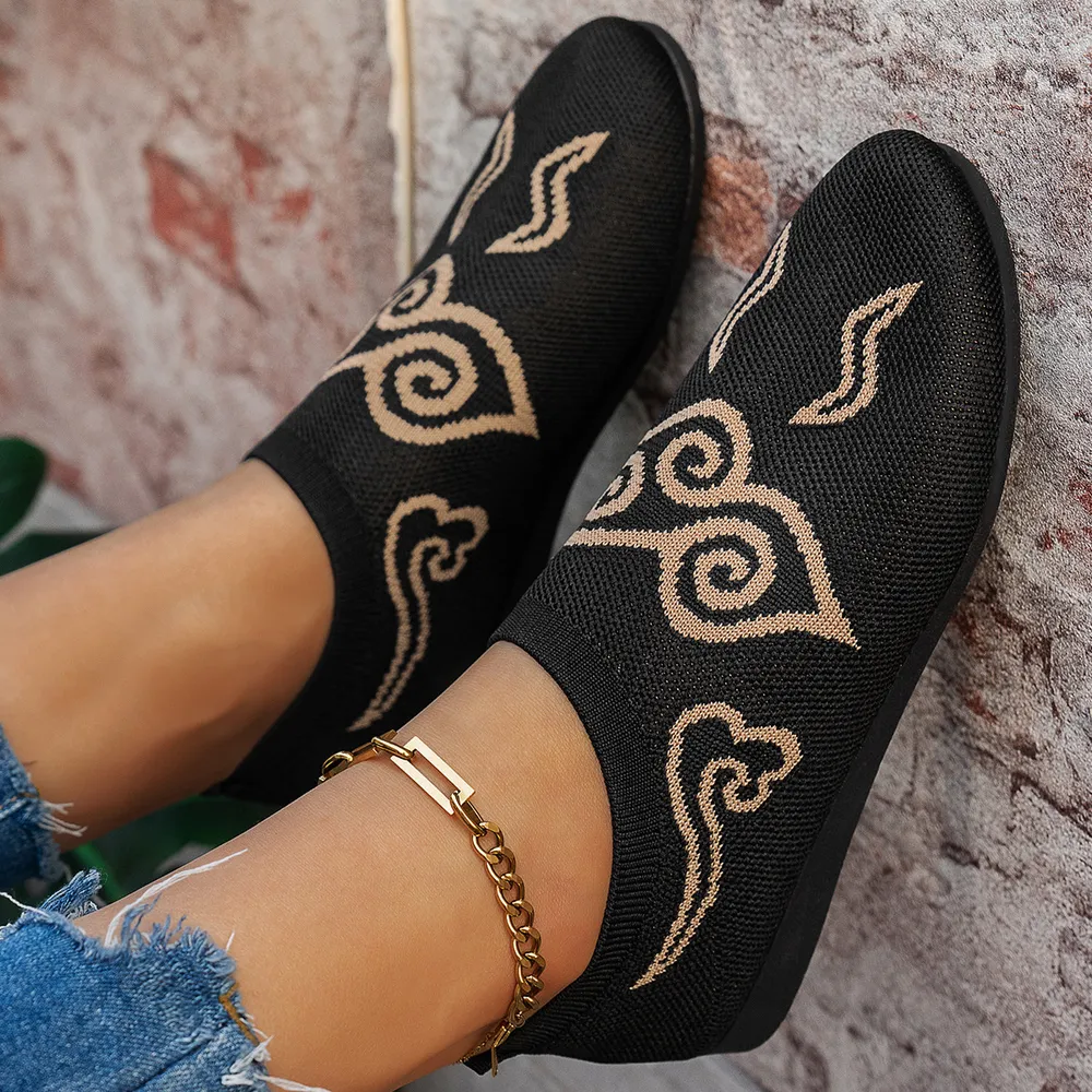 Knit Clound Pattern Flat Loafers, image 2