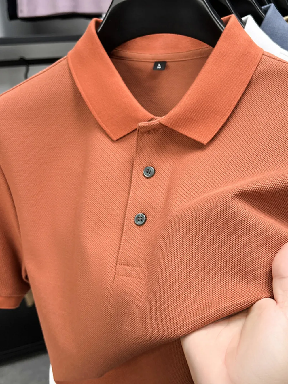 Men's Full Size Button Detail Short Sleeve Polo Plus Size, image 8