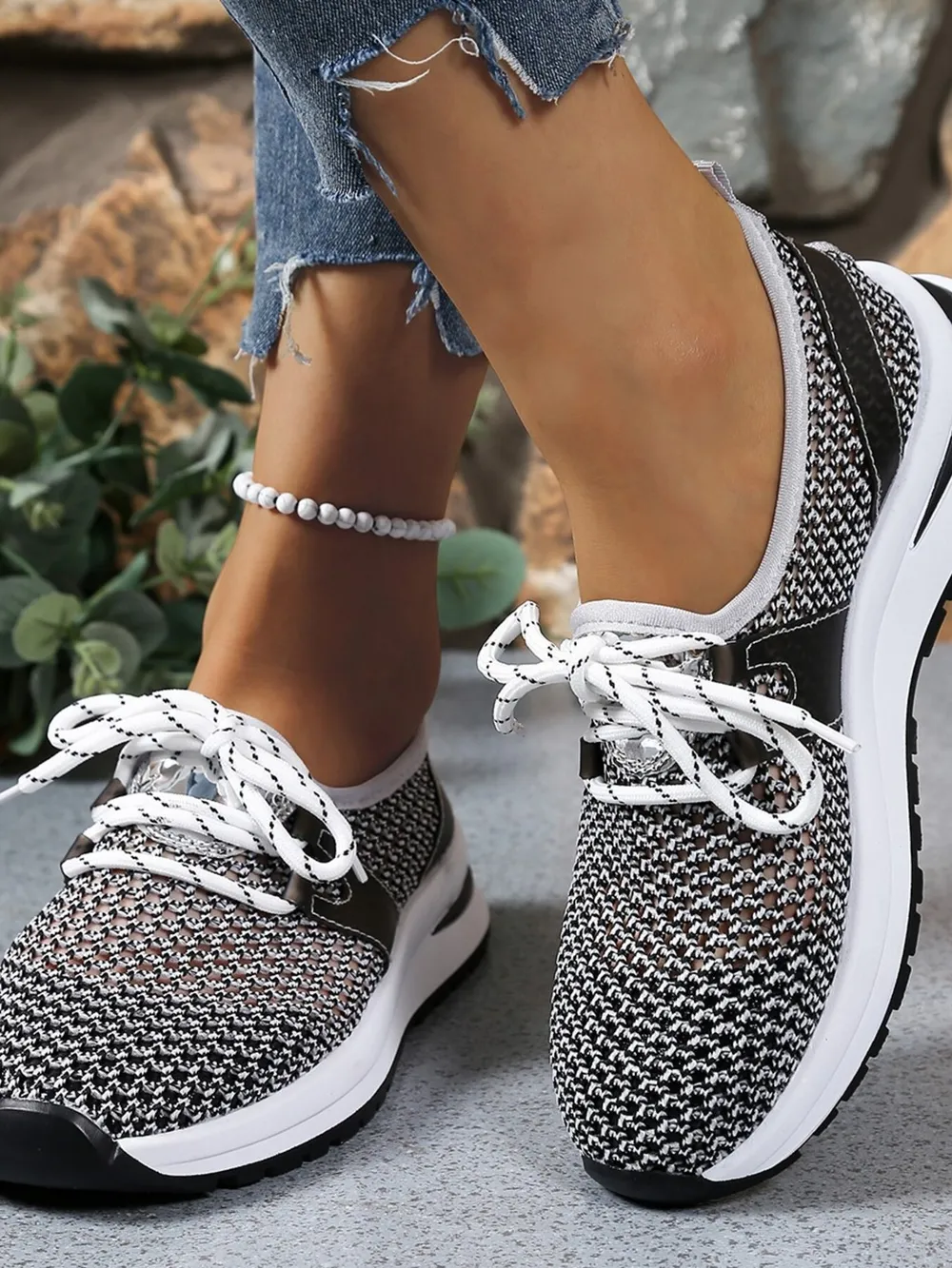 Mesh Breathable Lace Up Athletic, image 5
