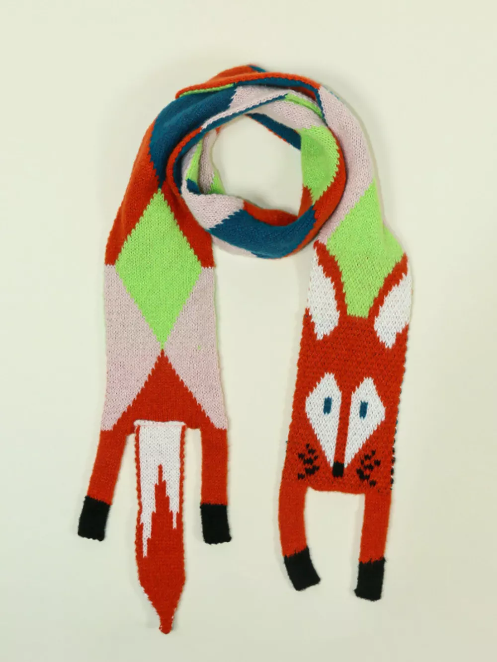 Knitted Fox Pattern Scarf