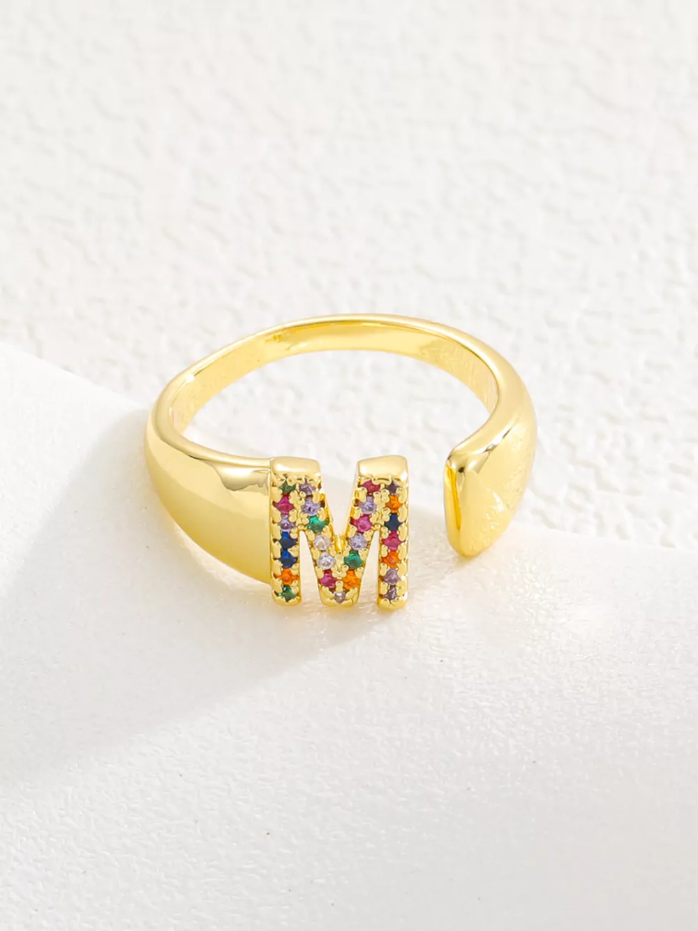 18K Gold-Plated Zircon Letter Ring, image 16
