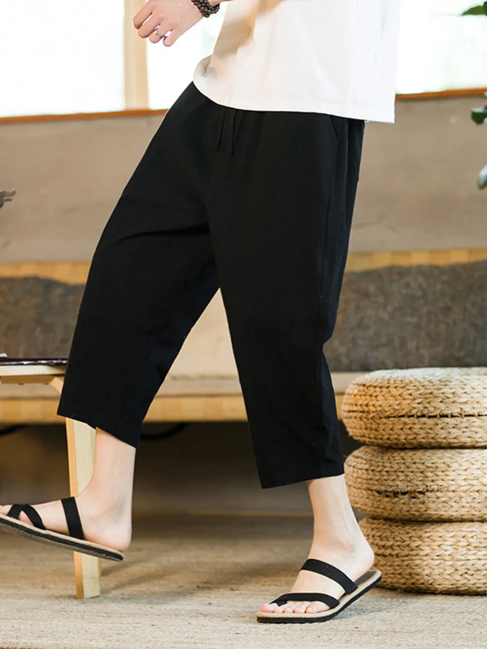 Men's Drawstring Wide Leg Pants, image 2
