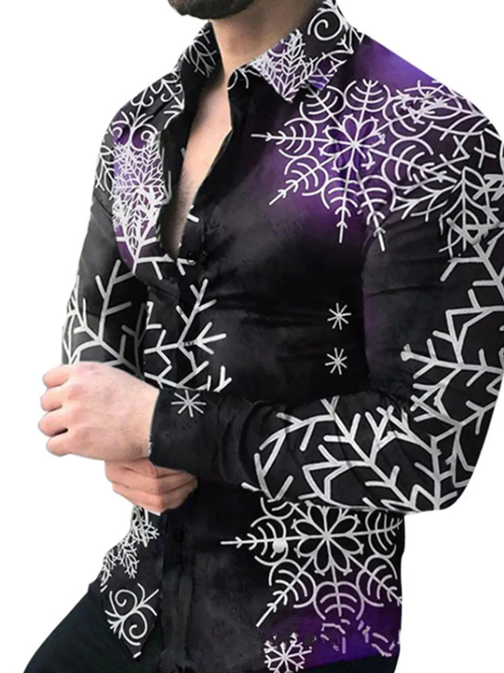 Men's Full Size Printed Button-Down Shirt Plus Size, image 2