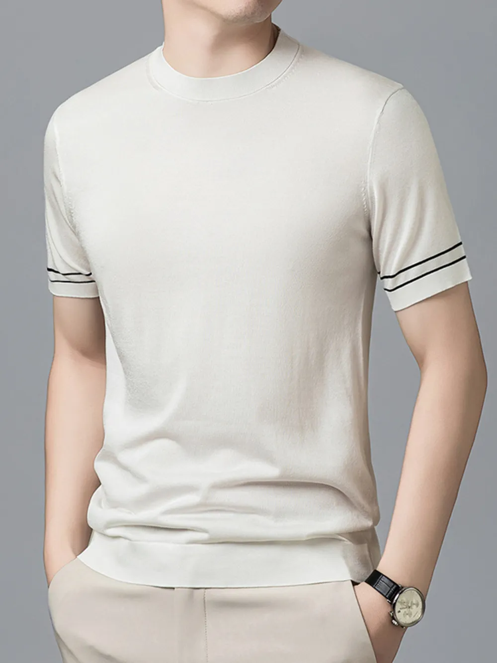 Men's Plus Size Round Neck Short Sleeve T-Shirt, image 5