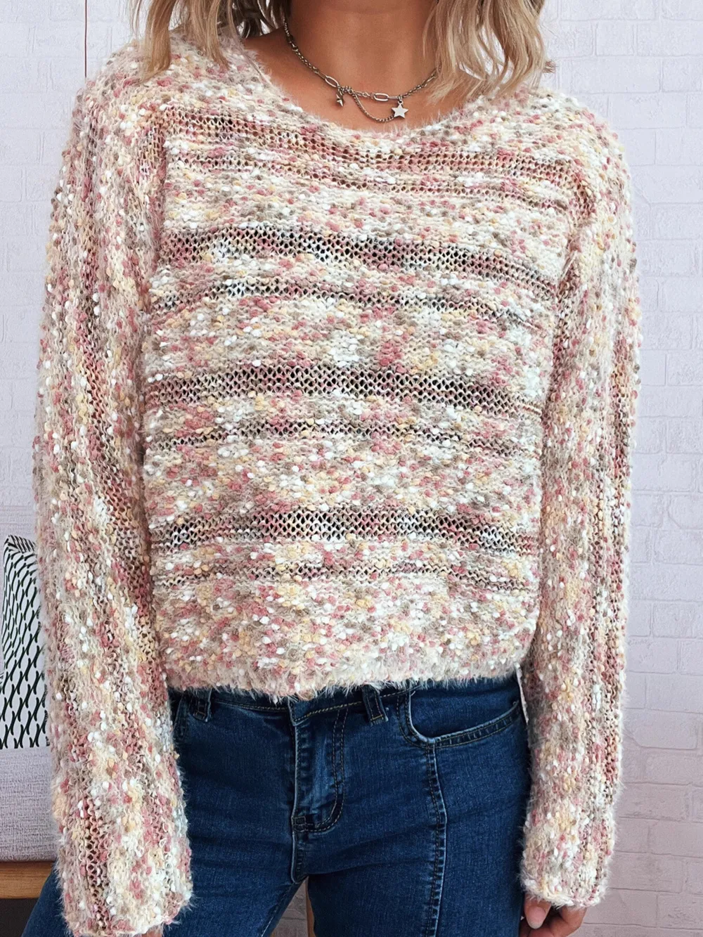 Round Neck Long Sleeve Sweater, image 2