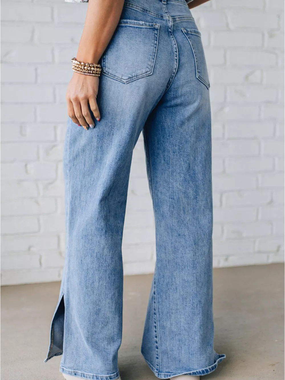Slit Wide Leg Jeans, image 5