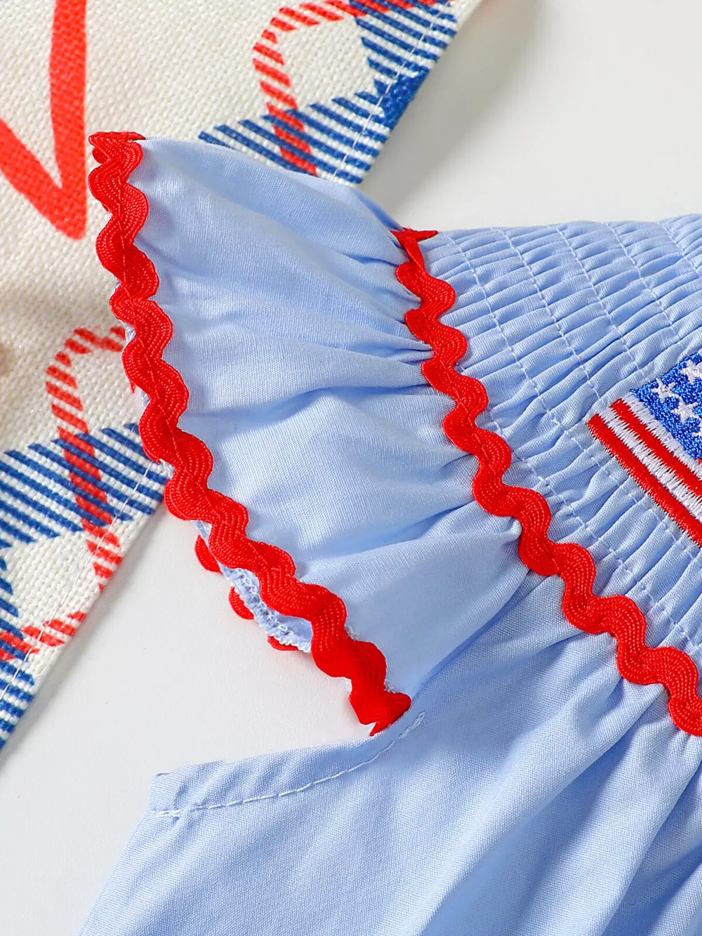Children's American Flag Smocked Top and Shorts Set, image 3